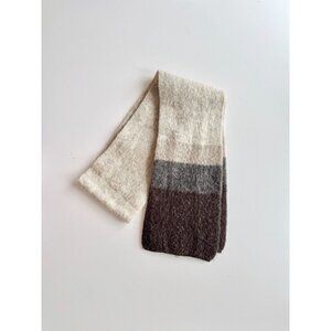 Vintage ALAFOSS Icewool Icelandic Beige Taupe Brown Wool Knit Rectangle Scarf